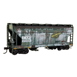 HO Scale Weathered CNW (Reprint) 2-Bay Covered Hopper Kit