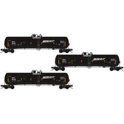 N Scale Burlington Northern Santa Fe 3-Car Runner Pack 56' General Service Tank Car