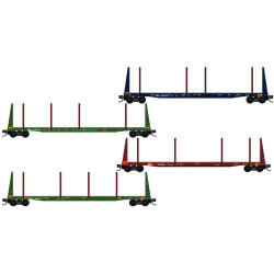 N Scale Montana Rail Link "Easter Egg" 4-Pack 61' Bulkhead Flat Car