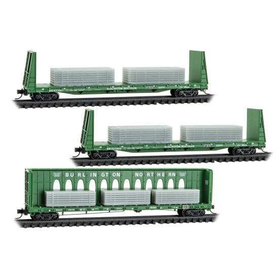 N Burlington Northern with Metal Load 3-Pack