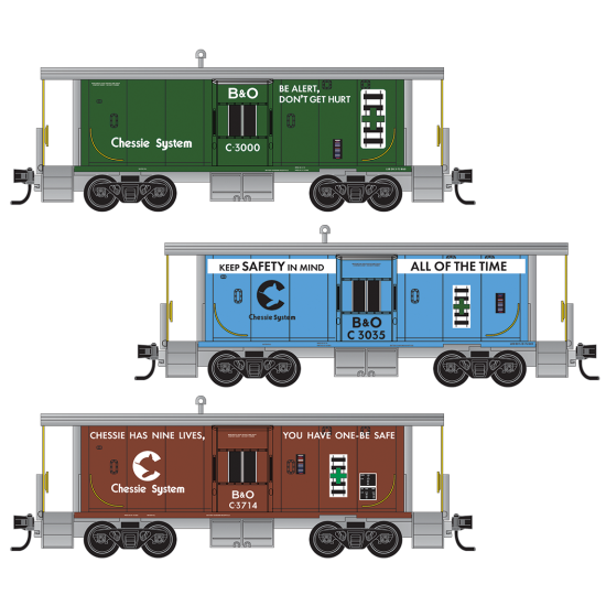 PRE ORDER: N Chessie Caboose 3-Pack #1 PRE ORDER: N Chessie Caboose 3-Pack #1