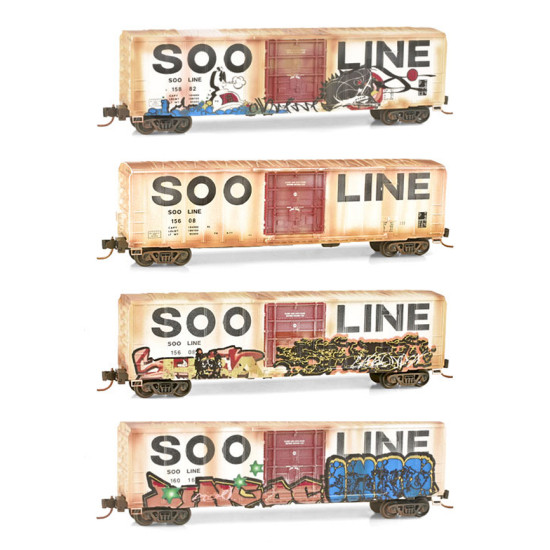 N Soo Line Weathered 4-Car Runner Pack (Vault)