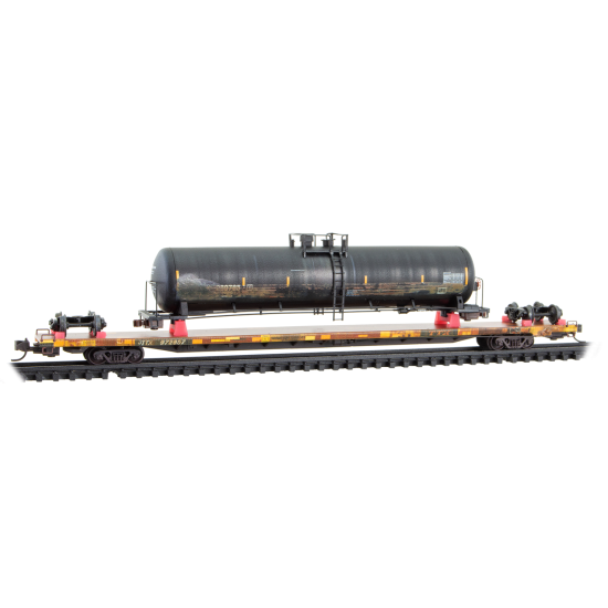PRE ORDER: N Weathered TTX with “Wrecked” Tank Car Load Kit