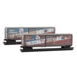 N Burlington Northern ex-Northern Pacific &ldquo;Share in Freedom&rdquo; Weathered 2-Pack