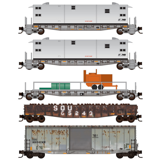 Norfolk Southern Weathered MOW 5-pk -Rel. 12/21 Norfolk Southern Weathered MOW 5-pk -Rel. 12/21