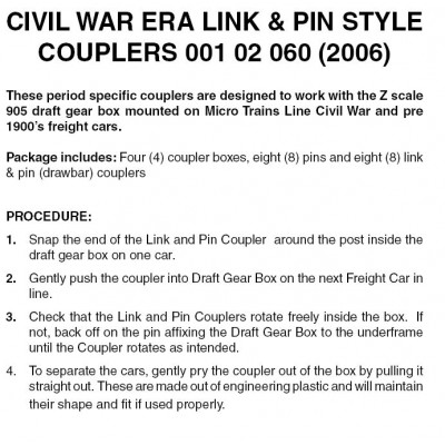 CWE Link & Pin Style Couplers 2 pr (2006)  