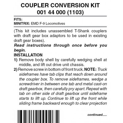 Locomotive Coupler Conversion Kit 1 pr (1103) 