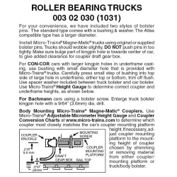 Roller Bearing Trucks w/o couplers 1 pr. (1031)
