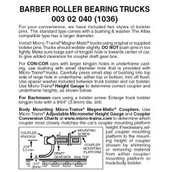 Barber Roller Bearing Trucks w/o couplers 1 pr (1036)