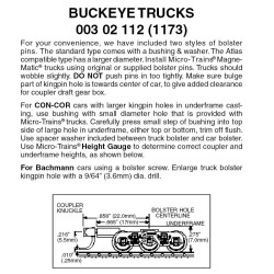 Buckeye 6-wheel Trucks w/ med. ext. couplers 1 pr (1173)