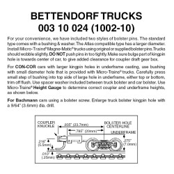 Bettendorf trucks with long ext. couplers 10pr (1002-10)