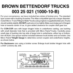 BROWN Bettendorf w/ short ext. couplers 10 pr (1000-10B)