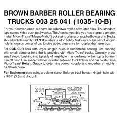 BROWN Barber Roller Bearing Trucks w/ sht ext. cplrs 10 pr (1035-10B)