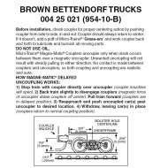 BROWN Bettendorf w/ short ext. couplers 10 pr Z Scale  (954-10B)