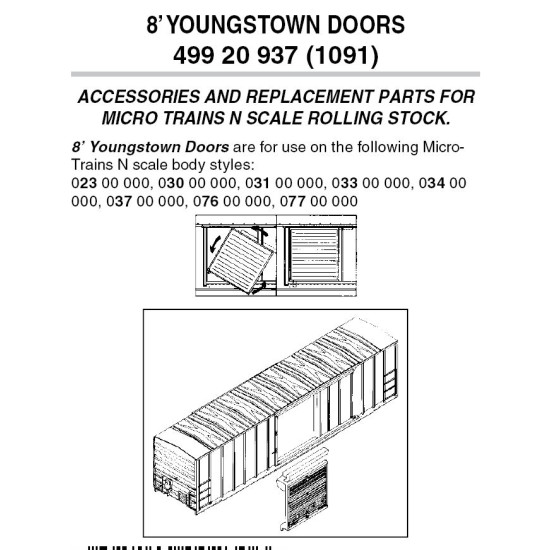 8' Youngstown Doors for 50 cars 12 ea (1091)