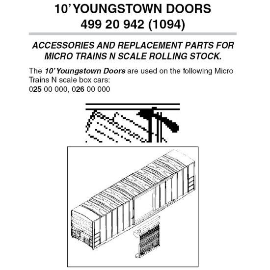 10' Youngstown Doors for 50' cars 12 ea (1094)